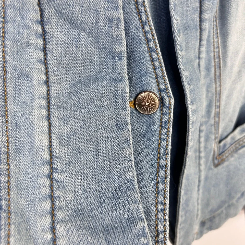 Light Wash Denim Blazer Jacket Small Tailored Preppy Western Americana Coastal